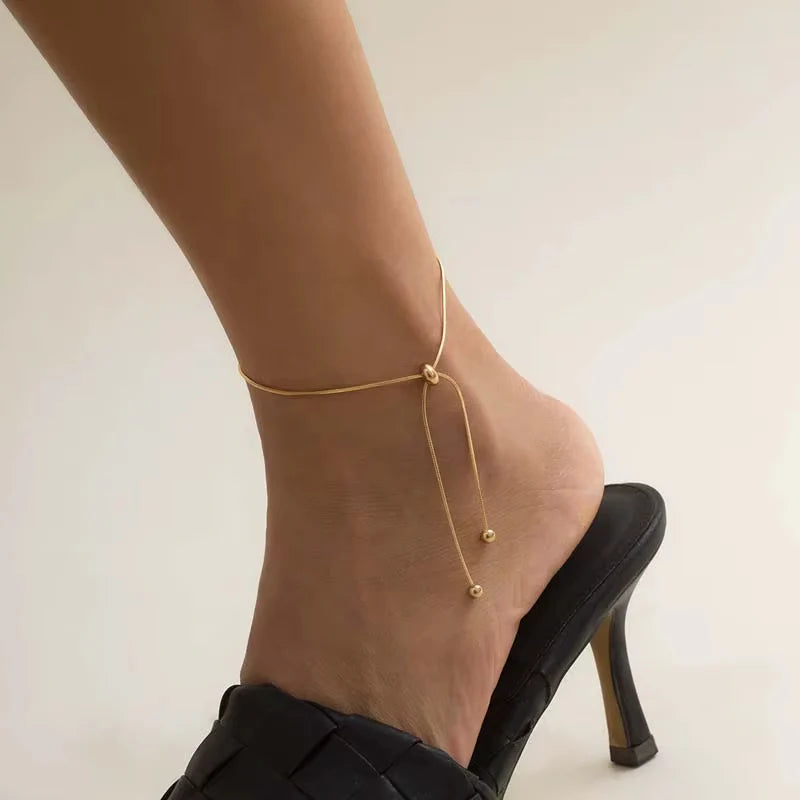 Women’s Polished Snake Chain Adjustable Anklet