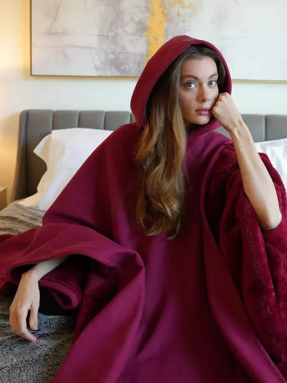 Hooded Fleece Lined Blanket Cape