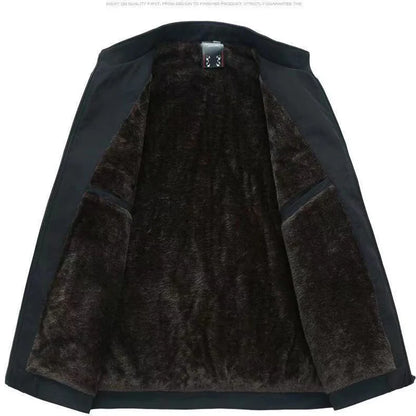 Men's Solid Colour Warm Zipper Jacket
