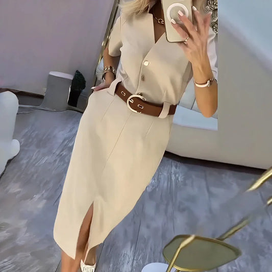 Women's Button-Front Midi Shirt Dress