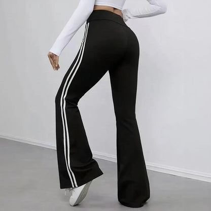 Women's High-Waisted Side-Stripe Flare Trousers