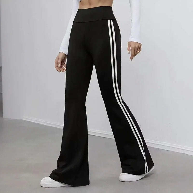 Women's High-Waisted Side-Stripe Flare Trousers