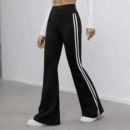 Women's High-Waisted Side-Stripe Flare Trousers
