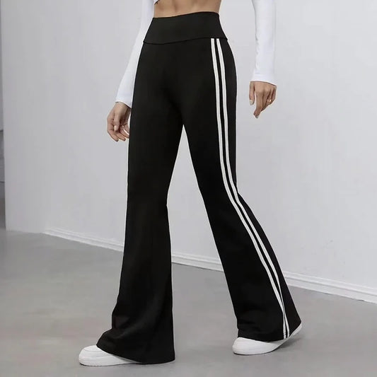 Women's High-Waisted Side-Stripe Flare Trousers