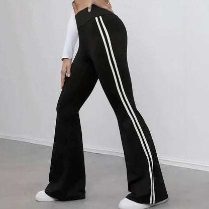 Women's High-Waisted Side-Stripe Flare Trousers