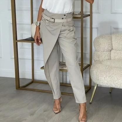 Women’s Asymmetric Waist Belted Smart Trousers