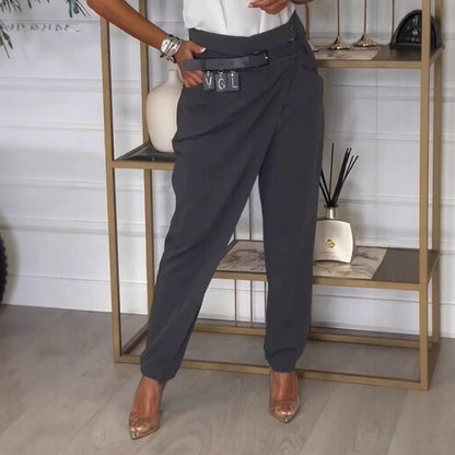 Women’s Asymmetric Waist Belted Smart Trousers