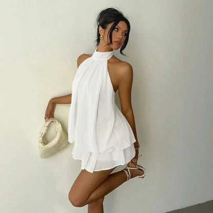 Women’s Layered Halter Tie Dress