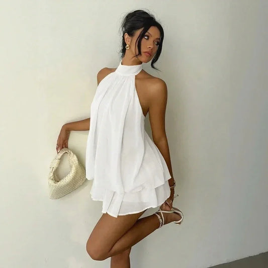 Women’s Layered Halter Tie Dress