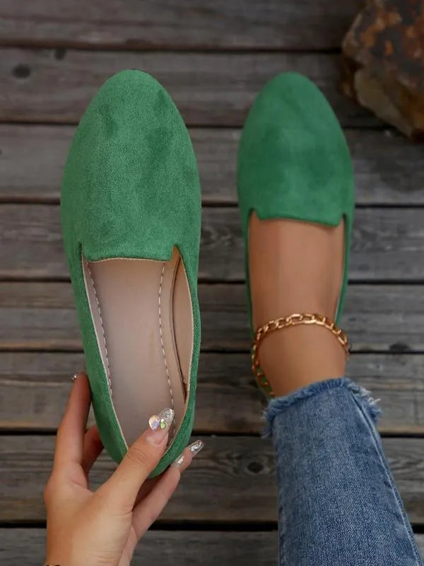 Women’s Pointed Toe Supportive Leather-Look Flats