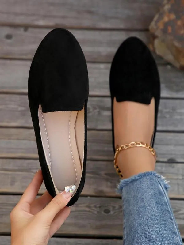 Women’s Pointed Toe Supportive Leather-Look Flats