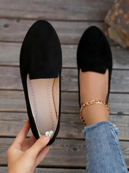 Women’s Pointed Toe Supportive Leather-Look Flats