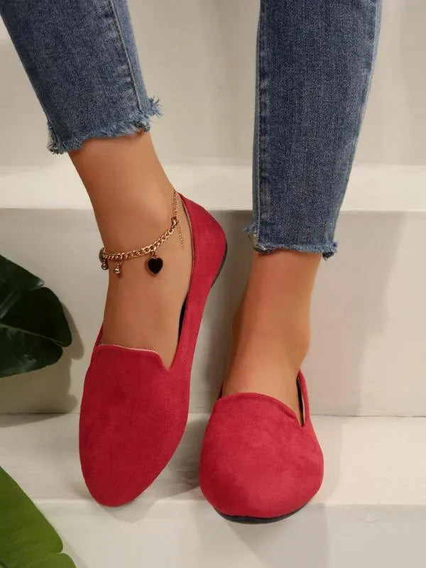Women’s Pointed Toe Supportive Leather-Look Flats