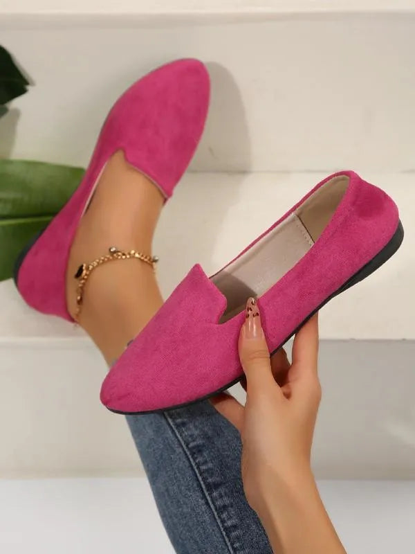 Women’s Pointed Toe Supportive Leather-Look Flats