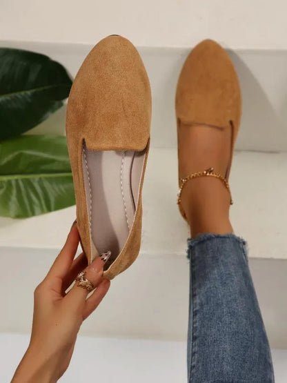 Women’s Pointed Toe Supportive Leather-Look Flats