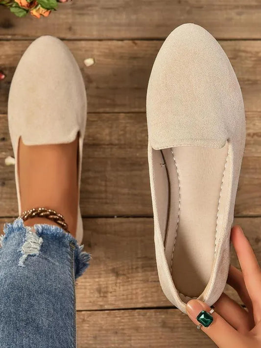 Women’s Pointed Toe Supportive Leather-Look Flats