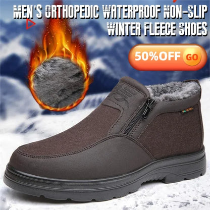 Men's Warm Snow Boots Waterproof Non-Slip Winter Fleece Shoes