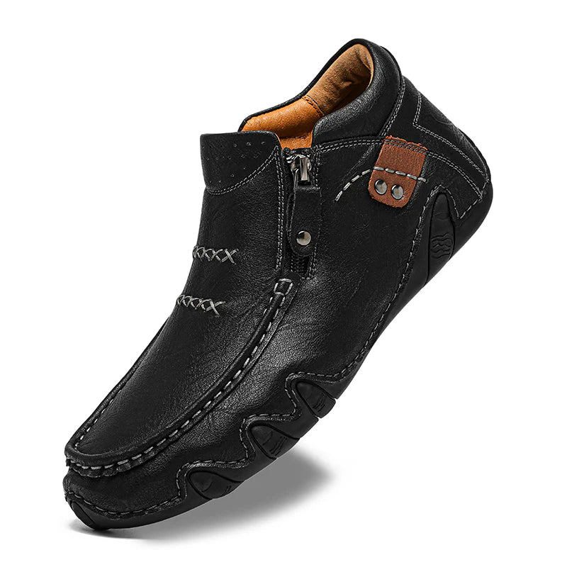 Men’s Retro Waterproof Full-Grain Leather-Look Driving Boots