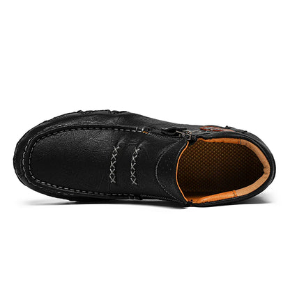 Men’s Retro Waterproof Full-Grain Leather-Look Driving Boots