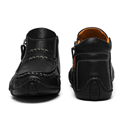 Men’s Retro Waterproof Full-Grain Leather-Look Driving Boots