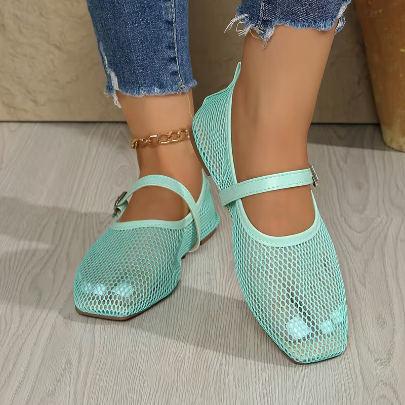 Women's Mesh Mary Jane Flat Shoes