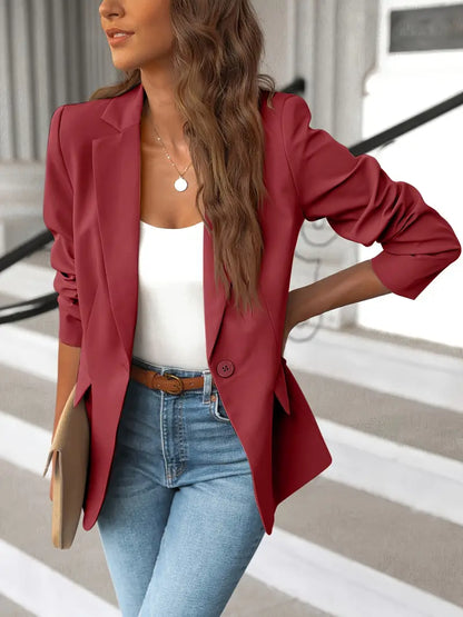 Elegant Single-Button Blazer - Spring/Fall Office Wear