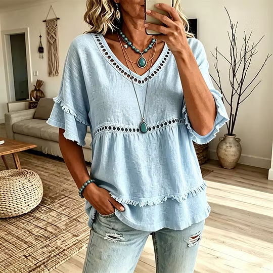 Women’s V-Neck Layered Tunic Top