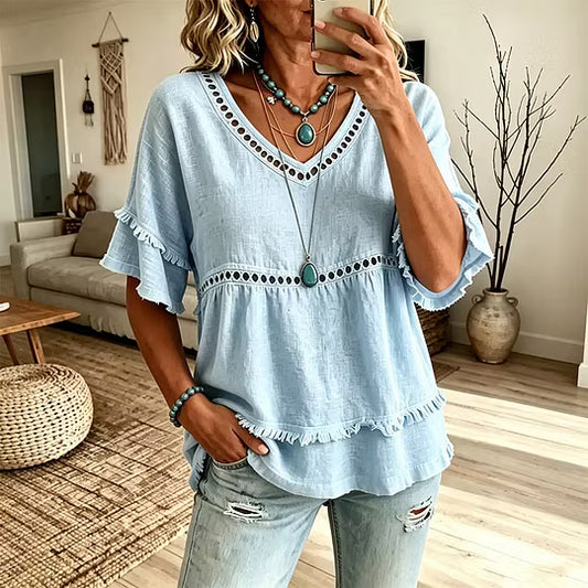 Women’s V-Neck Layered Tunic Top