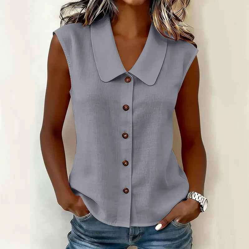 Women's Sleeveless Button-Front Blouse