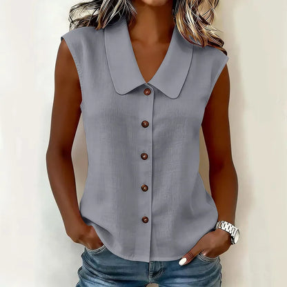 Women's Sleeveless Button-Front Blouse