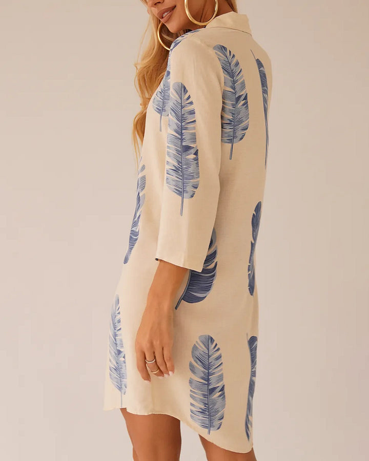 Women’s Printed Collar Oversized Cotton Cardigan Dress