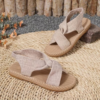 Women's Woven Cross-Strap Flat Sandals
