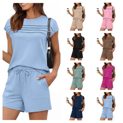 Women’s Round Neck Top & Drawstring Lounge Set (Short or Long)