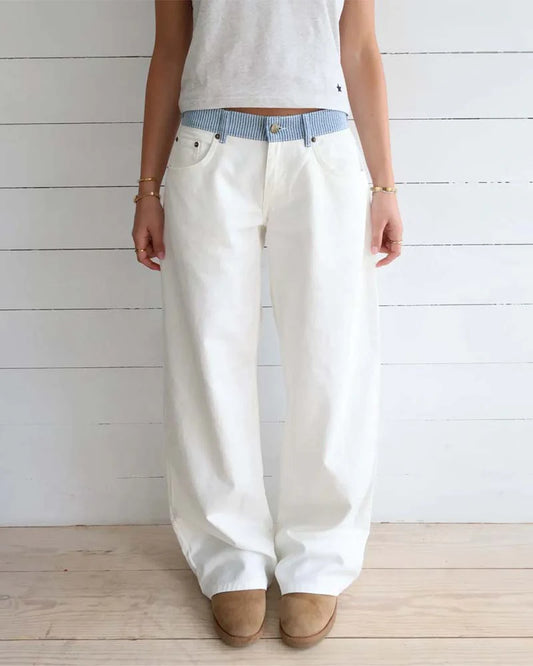 Women’s Contrast Stripe Waist Straight-Leg Trousers