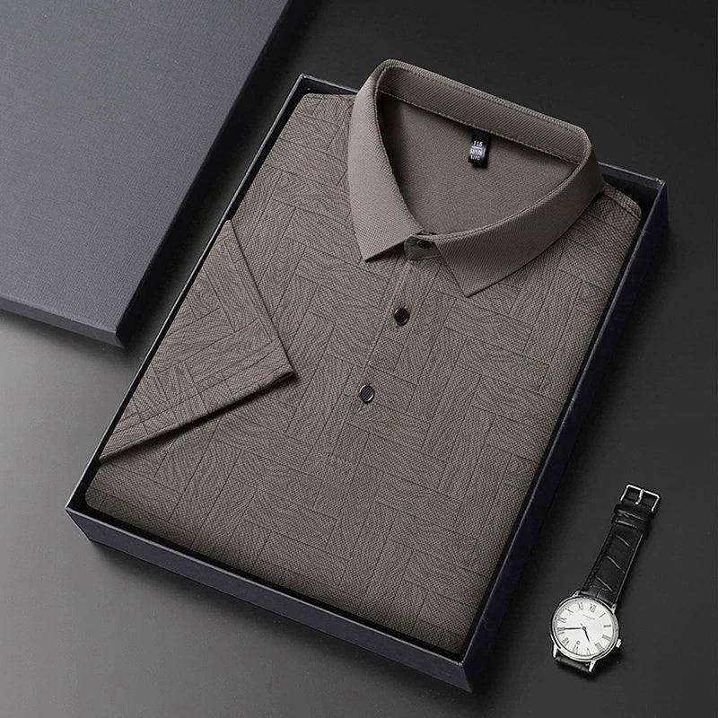 Men’s Breathable Patterned Polo Shirt