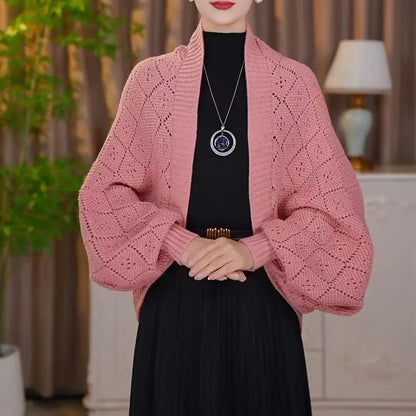 Fashion hollowed-out knitted shawl jacket