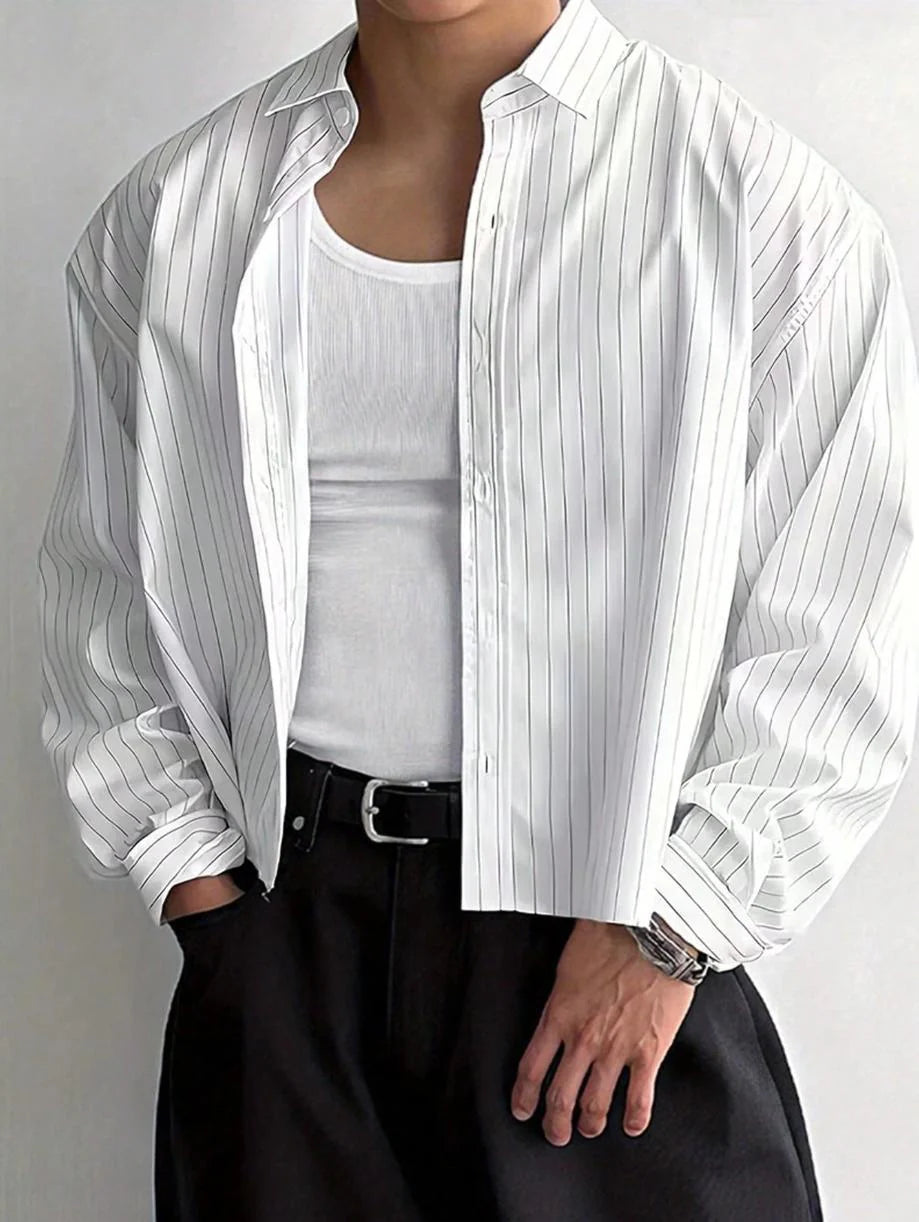 Men’s Relaxed Striped Long-Sleeve Shirt