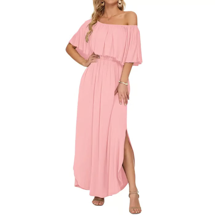 Women's Ruffle Off Shoulder Maxi Dress