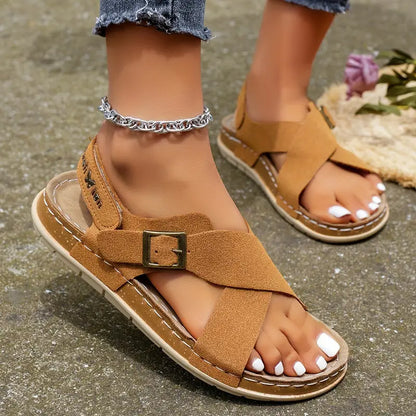 2025 Cross-Band Flat Sandals – Summer Roman Style