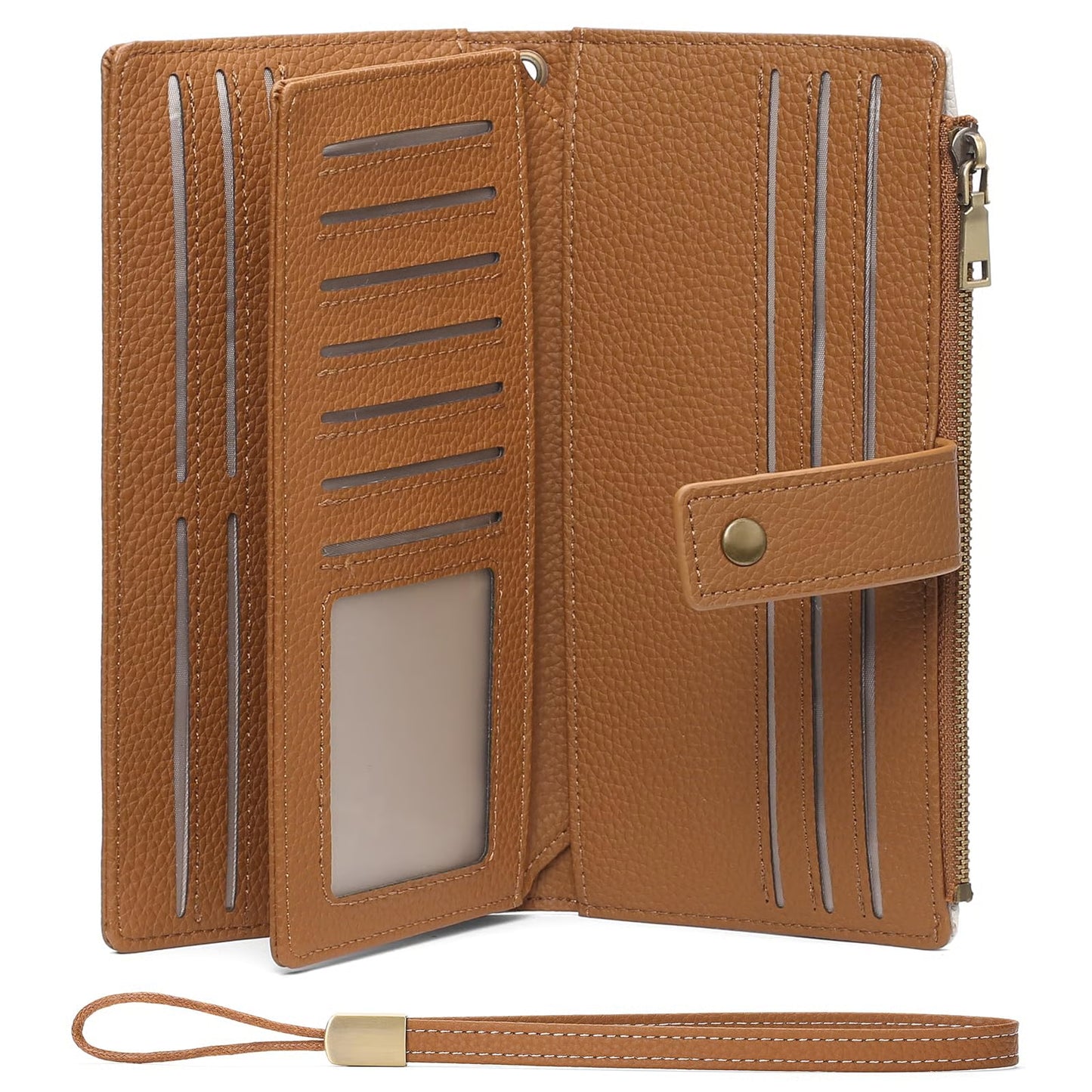 Women’s Tri-Fold Anti-Magnetic Long Wristlet Clutch Wallet