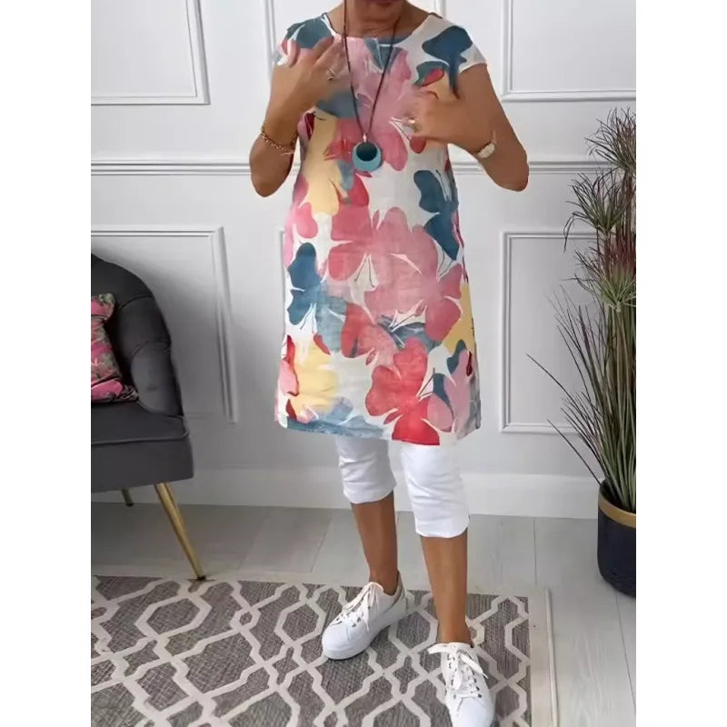 Women's Sleeveless Printed Knee-Length Dress