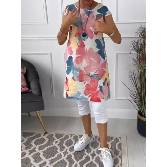 Women's Sleeveless Printed Knee-Length Dress