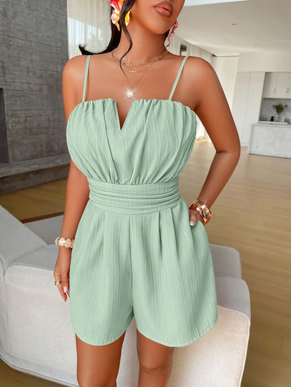 Women's Adjustable-Strap Pleated Jumpsuit