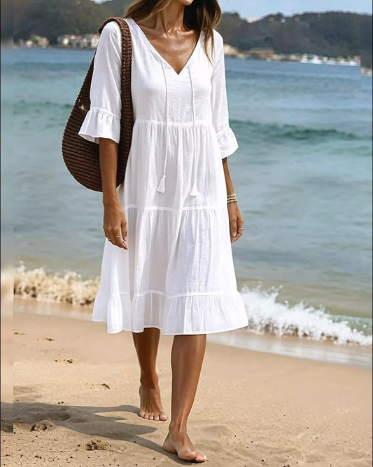Women’s Tiered V-Neck Midi Dress