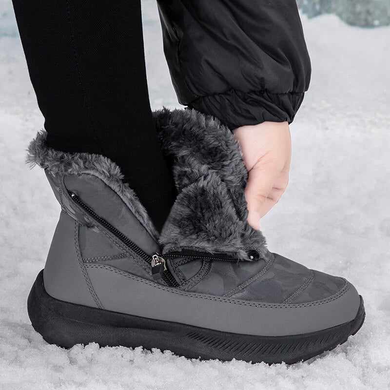 Men’s Easy-Zip Fur-Lined Waterproof Puffer Snow Boots