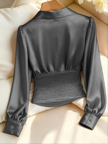 Women's Cinched-Waist Long-Sleeve Shirt