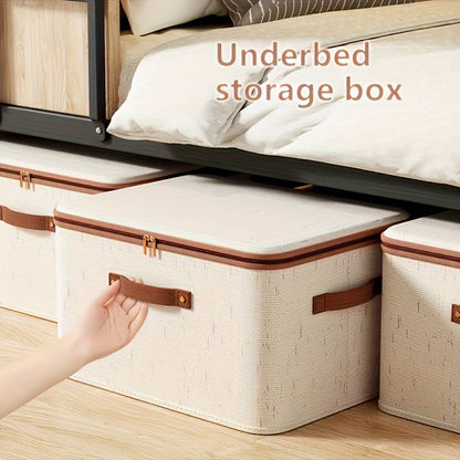 Large Foldable Fabric Storage Box with Lid and Carry Handles