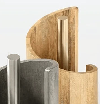 Wooden Toilet Roll Holder Stand with Curved Base