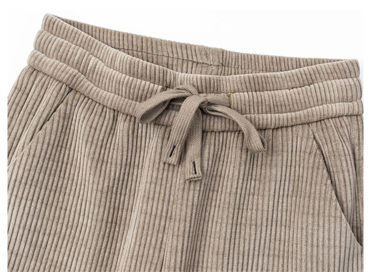 Women’s Ribbed Velvet Wide-Leg Drawstring Trousers