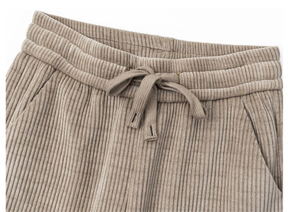Women’s Ribbed Velvet Wide-Leg Drawstring Trousers